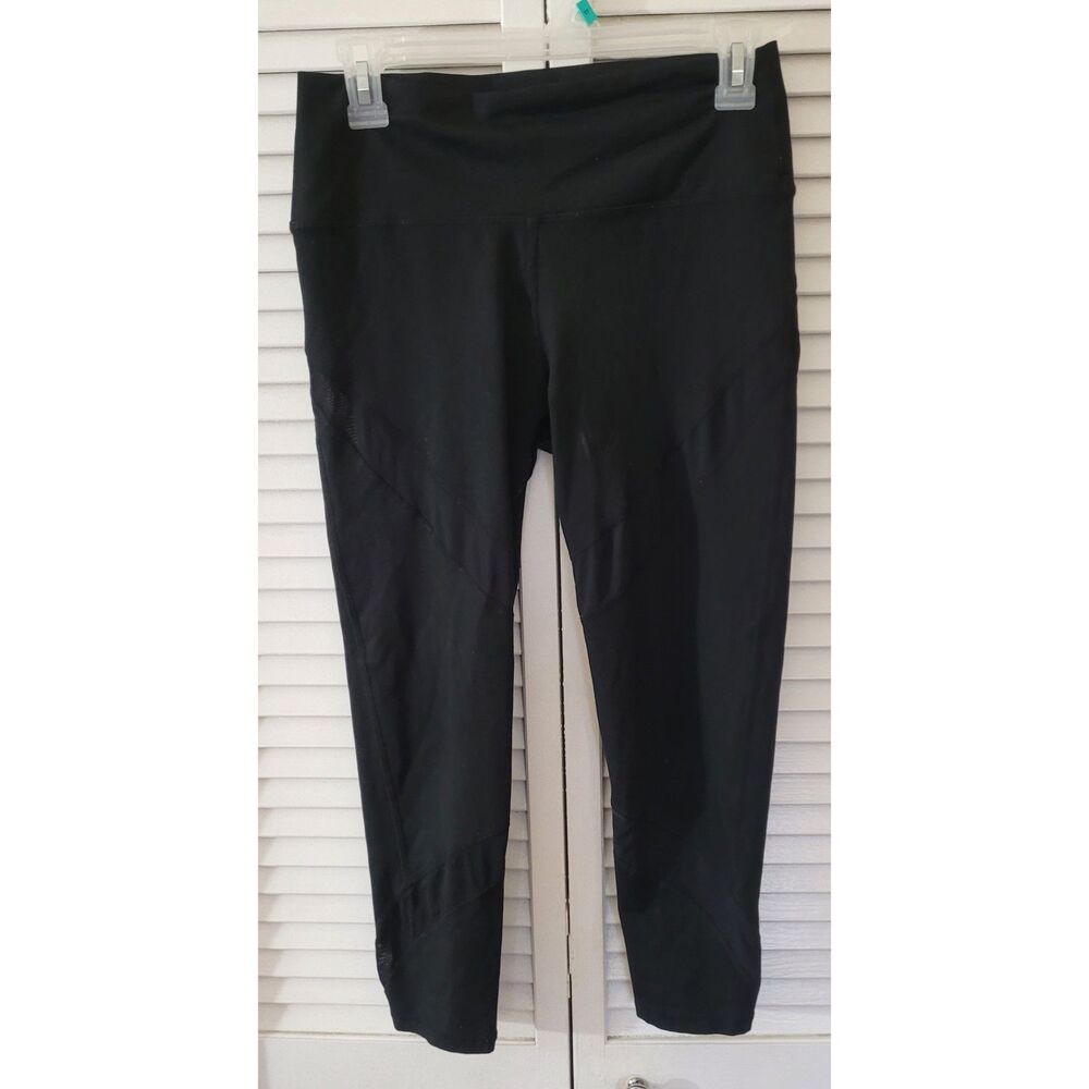 Aerie Chill Play Move Black Mesh Panel Leggings High Waisted Yoga Pants Large